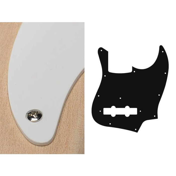 Pickguard Jazz bass, 1 ply, white, standard