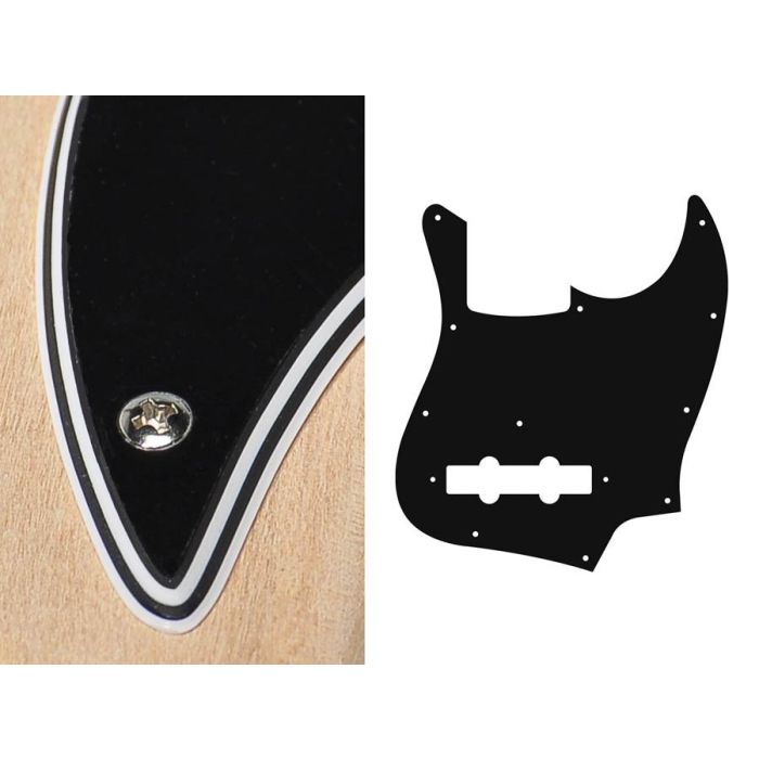 Pickguard Jazz bass, 4 ply, black, standard