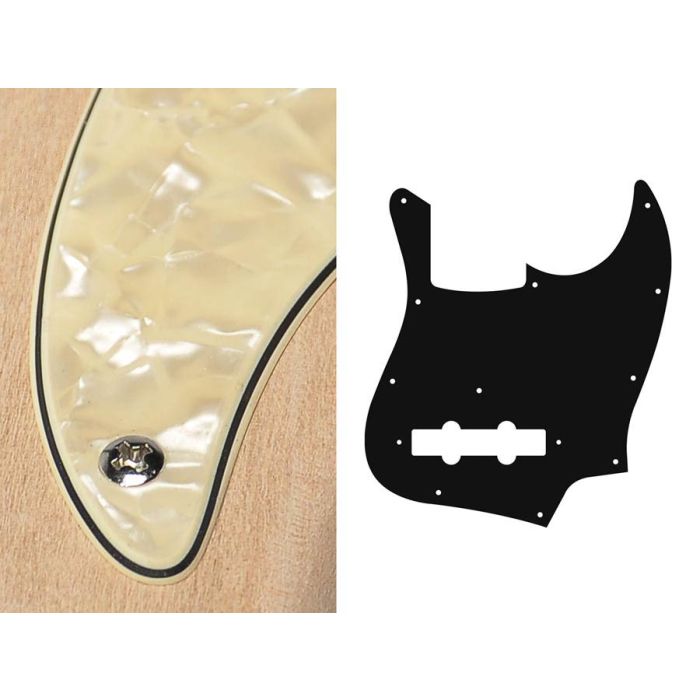 Pickguard Jazz bass, 3 ply, pearl cream, standard
