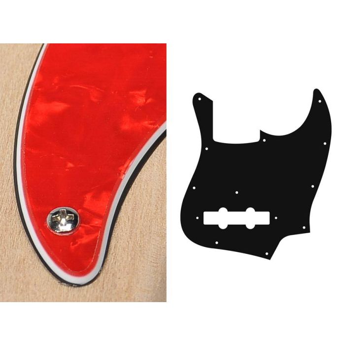 Pickguard Jazz bass, 3 ply, pearl red, standard