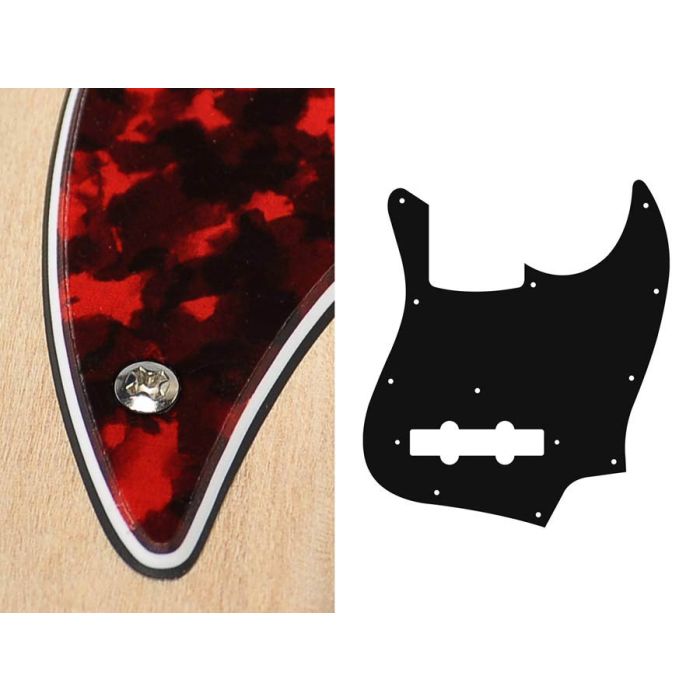 Pickguard Jazz bass, 3 ply, tiger red, standard