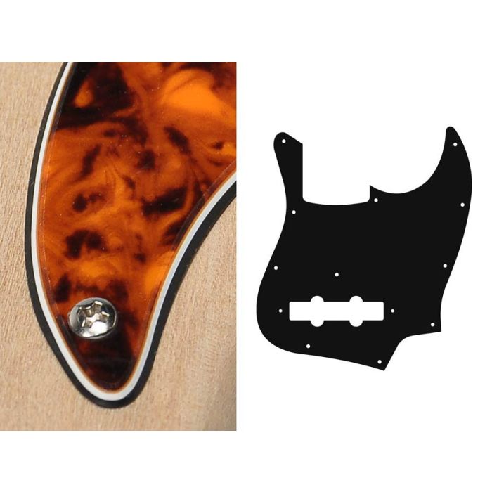 Pickguard Jazz bass, 3 ply, marble orange, standard