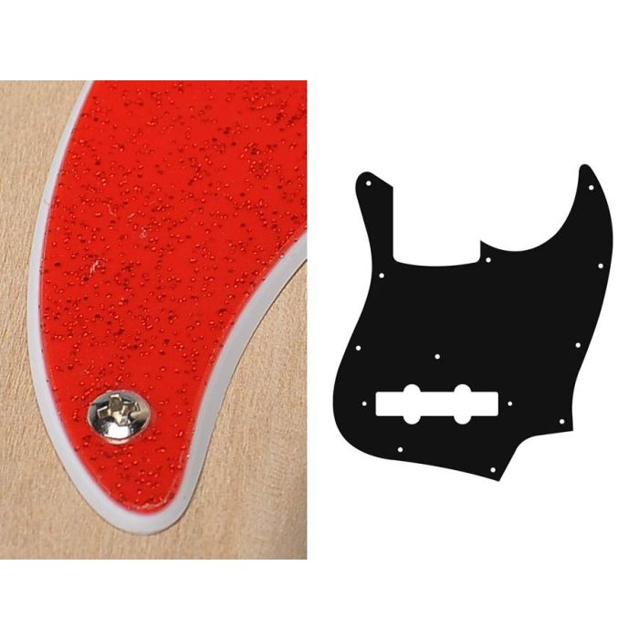 Pickguard Jazz bass, 2 ply, sparkling red, standard