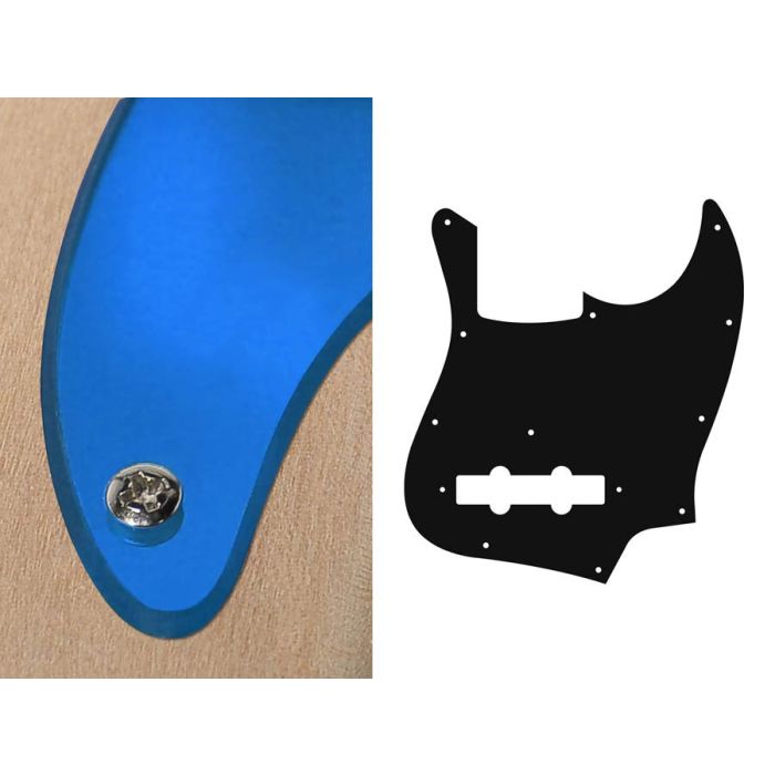 Pickguard Jazz bass, 2 ply, mirror blue, standard
