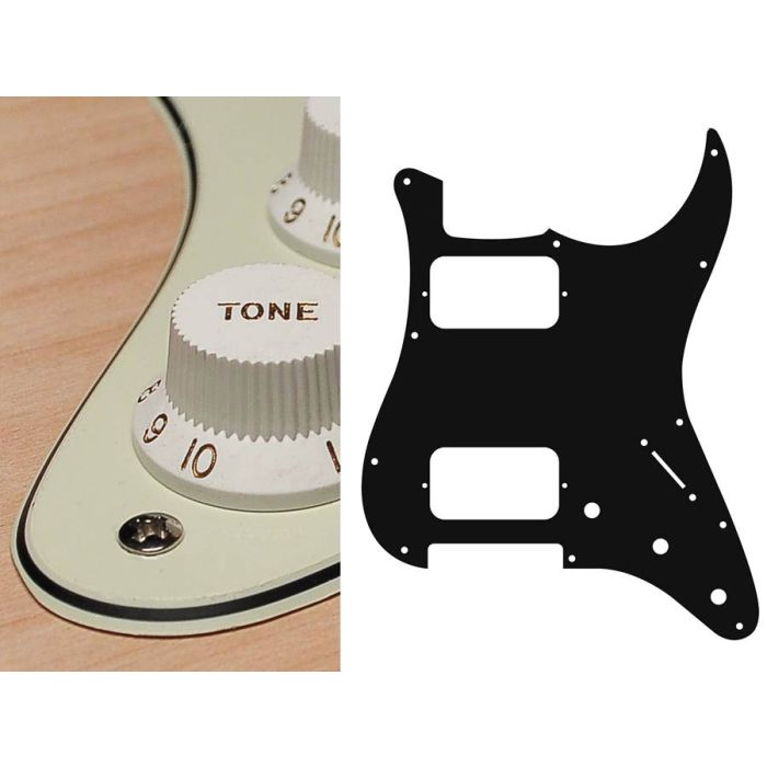 Pickguard Strat, 3 ply, mint green, HH, 3 pot holes, 3-5 switch