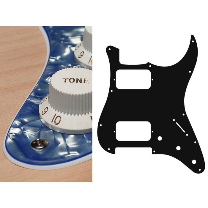 Pickguard Strat, 3 ply, pearl violet, HH, 3 pot holes, 3-5 switch