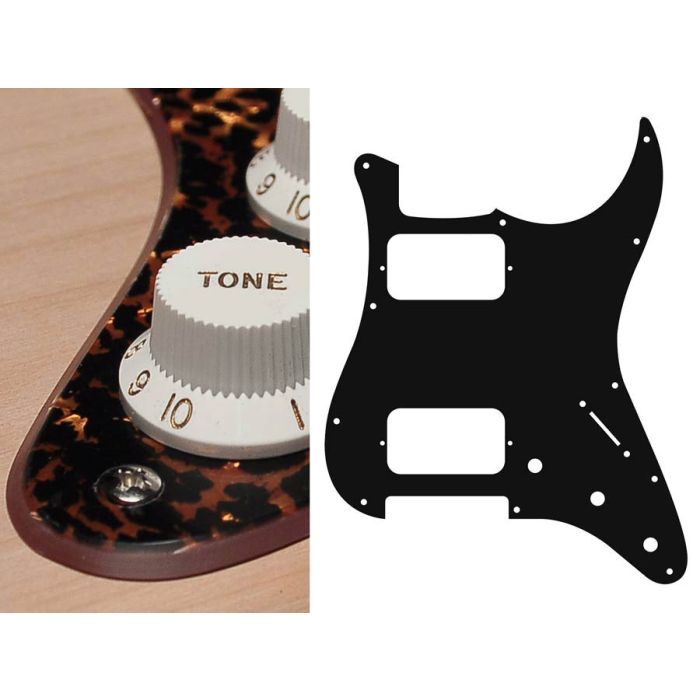 Pickguard Strat, 2 ply, tiger brown pearl, HH, 3 pot holes, 3-5 switch