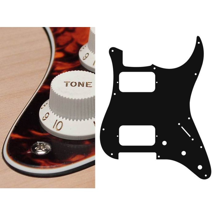 Pickguard Strat, 3 ply, marble orange, HH, 3 pot holes, 3-5 switch