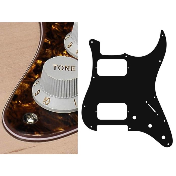 Pickguard, Strat, 4 ply, tortoise brown pearl, HH, 3 pot holes, 3-5 switch