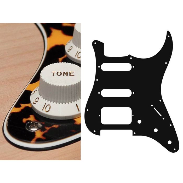 Pickguard Strat, 3 ply, wild cat yellow, SSH, 3 pot holes, 3-5 switch