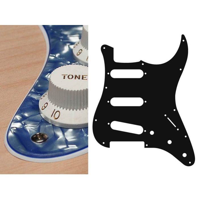 Pickguard Strat, 3 ply, pearl violet, standard, SSS, 3 pot holes, 3-5 switch