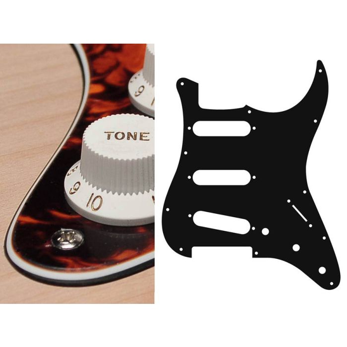 Pickguard Strat, 3 ply, marble orange, standard, SSS, 3 pot holes, 3-5 switch