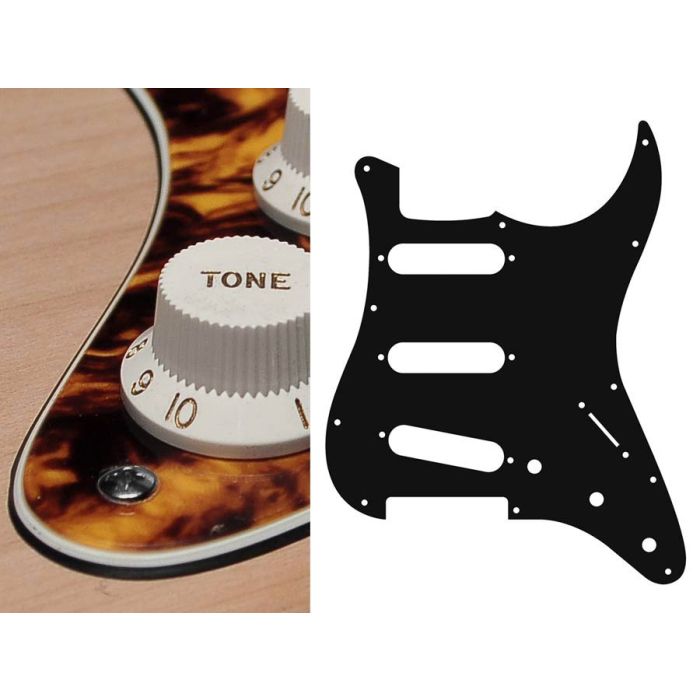 Pickguard Strat, 3 ply, marble yellow, standard, SSS, 3 pot holes, 3-5 switch