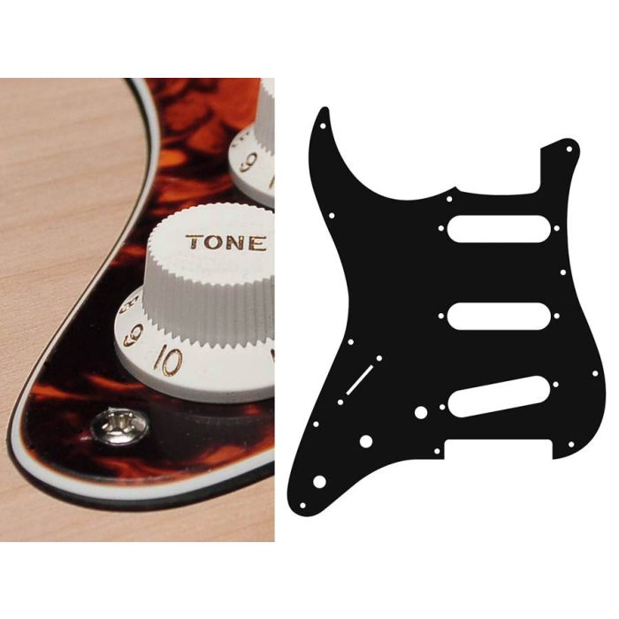 Pickguard Strat, 3 ply, marble orange, standard, SSS, 3 pot holes, 3-5 switch, lefthanded
