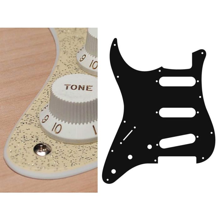 Pickguard Strat, 3 ply, wild cat orange, standard, SSS, 3 pot holes, 3-5 switch, lefthanded