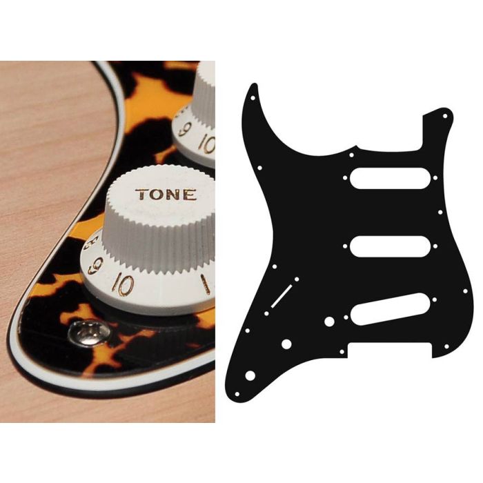Pickguard Strat, 3 ply, wild cat yellow, standard, SSS, 3 pot holes, 3-5 switch, lefthanded