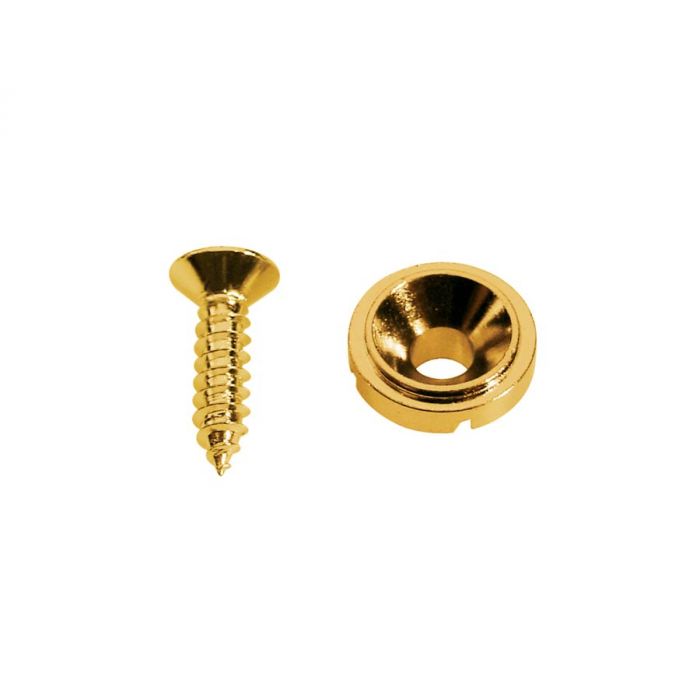Snaargeleider, knoop model, goud, inclusief schroef, diameter 10mm, hoogte 5mm