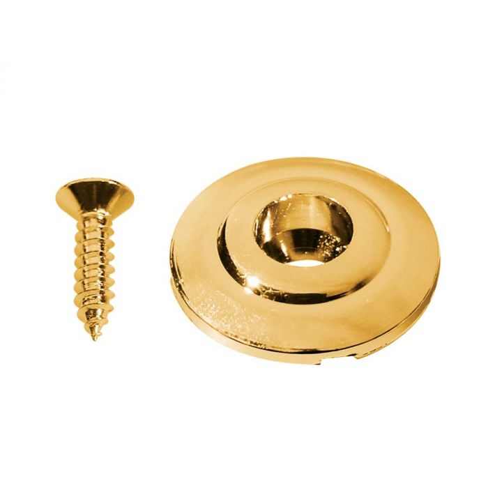 Snaargeleider voor bass gitaar, knoop model, goud, inclusief schroef, 19mm, hoogte 7mm