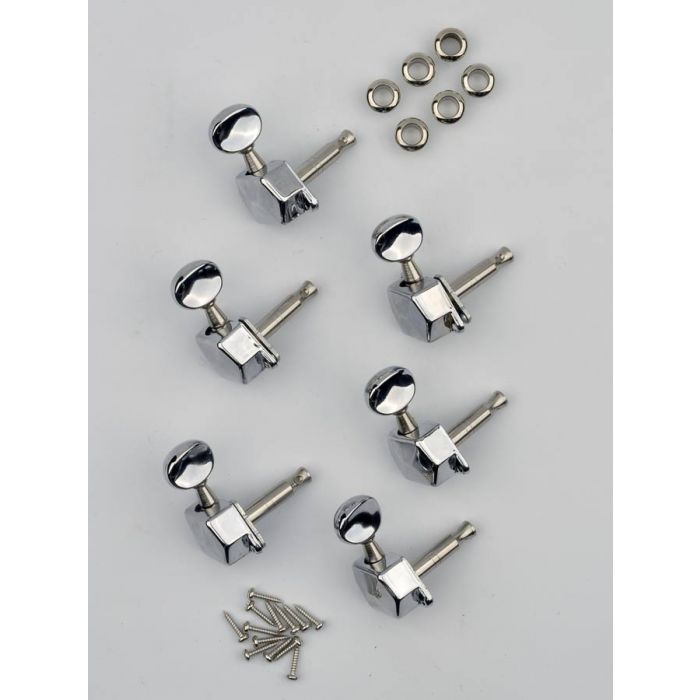 Squier Genuine Replacement Part machine heads closed back with diamond shaped covers Affinity Strat '99-'06 chrome set of 6 