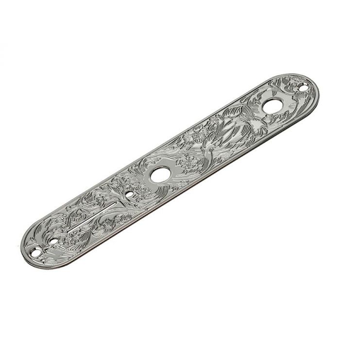 Gotoh Luxury Mode control plate for Tele guitar, engraved acanthus style motif, chrome