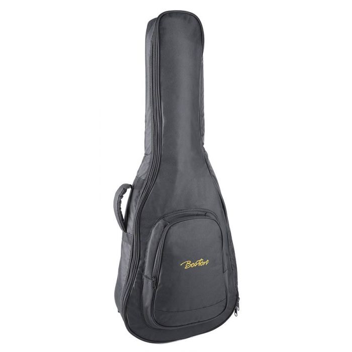 Boston gig bag for acoustic guitar, 6 mm. padding, nylon, 2 straps, large pocket, black