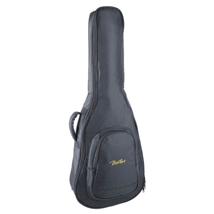 Boston gig bag for acoustic guitar, 10 mm. padding, cordura, 2 straps, large pocket, black