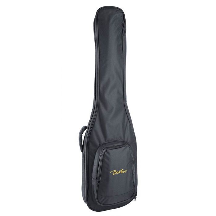 Boston gig bag for electric bass guitar, 10 mm. padding, cordura, 2 straps, large pocket, black