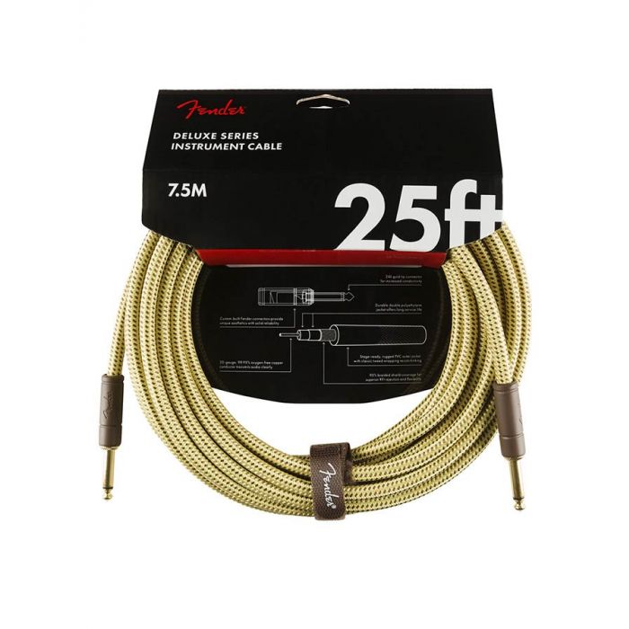 Fender Deluxe Series instrument cable, 25ft, tweed