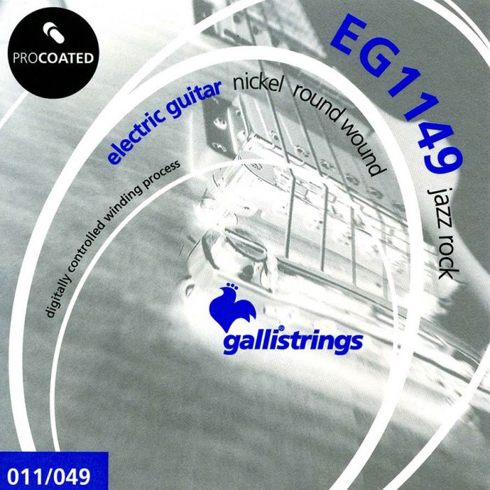 Galli ProCoated Electric string set electric, coated nickel round wound, jazz rock, 011-014-018-028-038-049