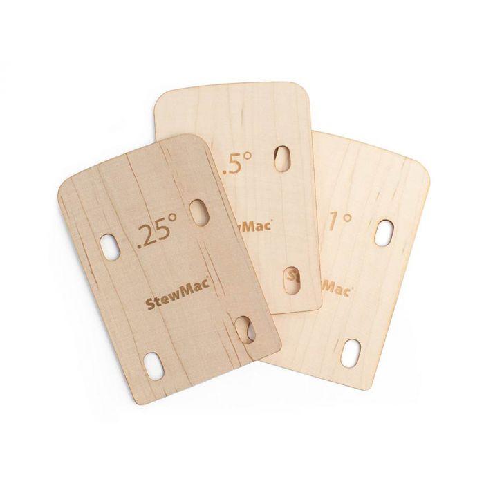 StewMac neck shims for bass, shaped, set of 3 (0,25 / 0,5 /1 degree)
