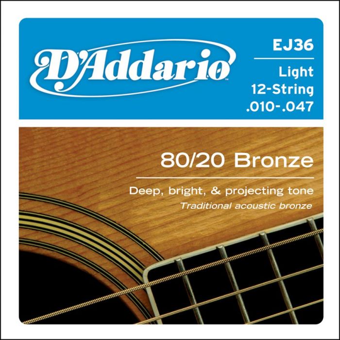 D'Addario 80/20 Bronze snarenset akoestisch 12-snarig