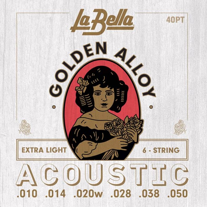 LaBella Golden Alloy Wound snarenset akoestisch, extra light, 010-014-020-028-038-050