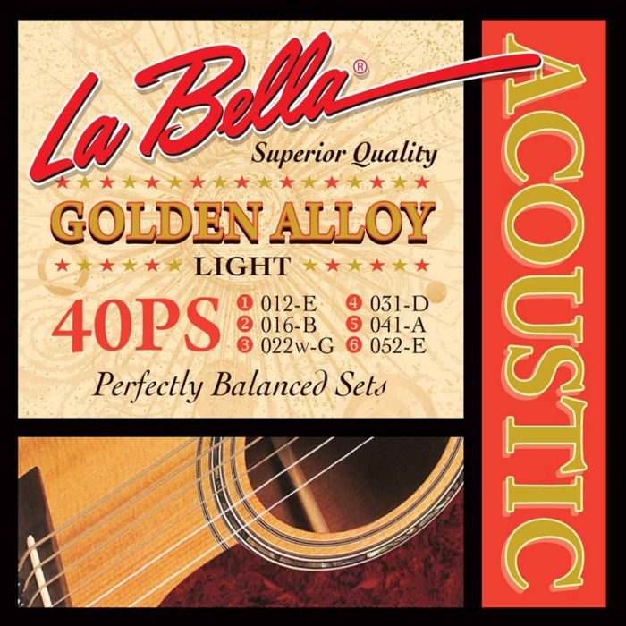 LaBella Golden Alloy Wound snarenset akoestisch, light, 012-016-022-031-041-052