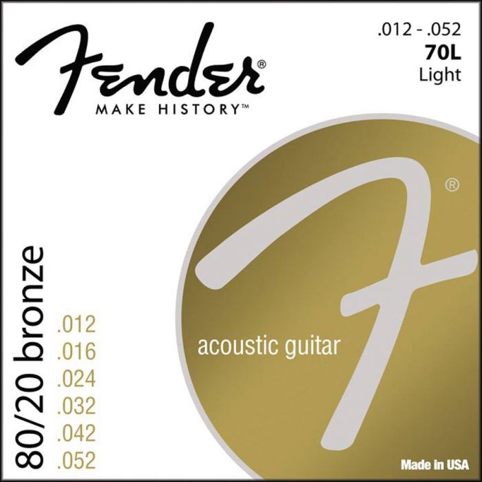 Fender 80/20 Bronze string set acoustic bronze roundwound light 012-016-024-032-042-052 