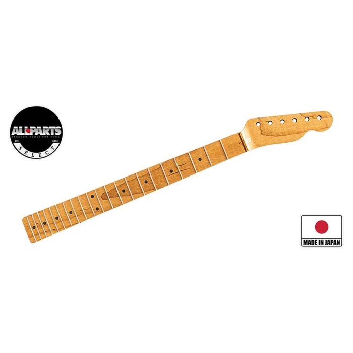 Allparts VIN-MOD replacement neck for Telecaster, AAA+ roasted flamed maple, soft V shape, unfinished (Selected Limited Edition)