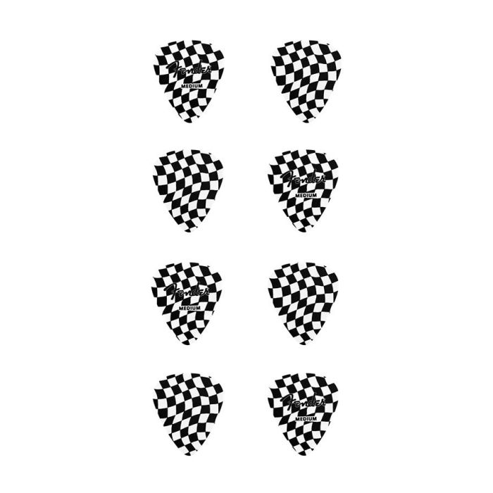 Fender checkerboard picks, 351 shape, celluloid, 8-pack