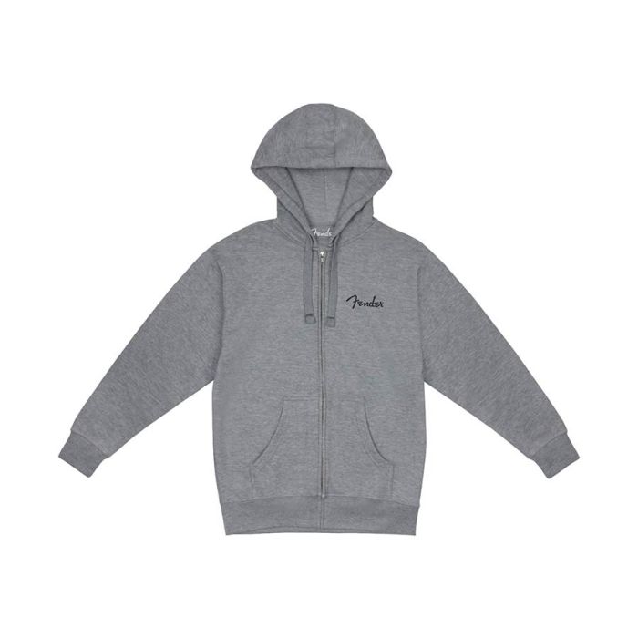 Fender Clothing small spaghetti logo zip front hoodie, athletic gray, S