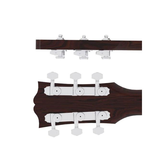 Hipshot	guitar tuner upgrade kit, 3+3 Grip-Lock, closed chrome