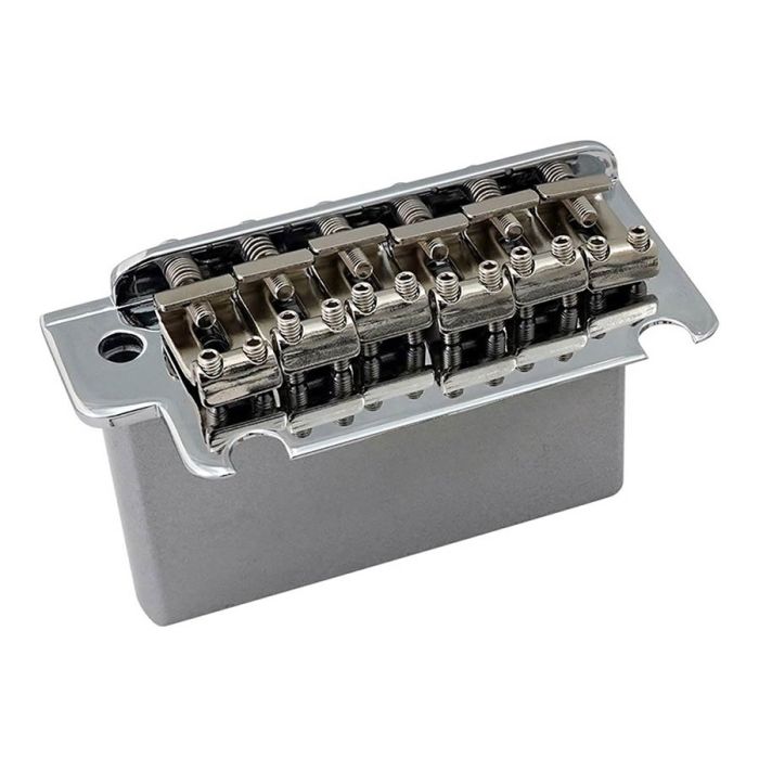 Hosco Japan two-point synchronized tremolo bridge, stamped steel saddles, steel block, chrome