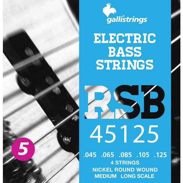 Galli Rock Star snarenset 5-snarige basgitaar, nickel roundwound, medium, 045-065-085-105-125