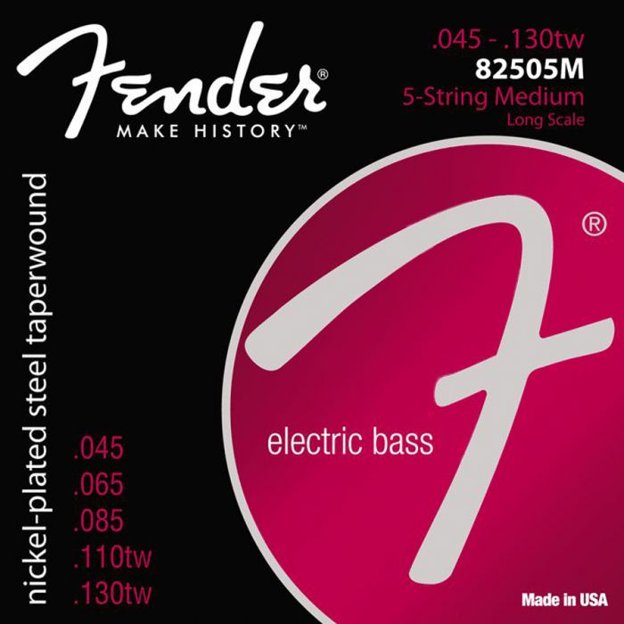 Fender Super 8250s string set electric bass 5 (strings through body) nickel roundwound medium 045-065-085-110TW-130T 