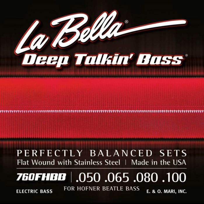 LaBella Deep Talkin' Bass snarenset basgitaar, voor Hofner Beatle bass, stainless steel flatwound, 050-065-080-100 shortscale