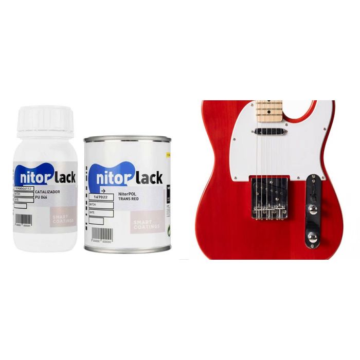 NitorLACK NitorPOL polyurethane paint trans red - 500ml can + 250ml hardener