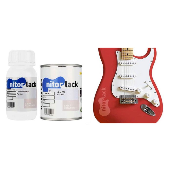 NitorLACK NitorPOL polyurethane paint hot red - 500ml can + 250ml hardener