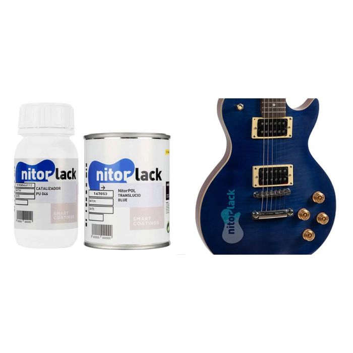 NitorLACK NitorPOL polyurethane paint translucent blue - 500ml can + 250ml hardener