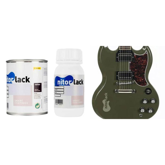 NitorLACK NitorPOL polyurethane paint olive drab - 500ml can + 250ml hardener