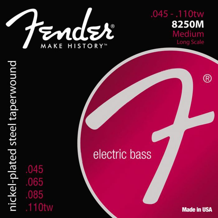 Fender Super 8250s string set electric bass (strings through body) nickel roundwound medium 045-065-085-110TW 