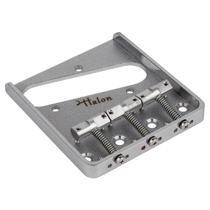 Halon TE guitar ashtray bridge, 1060 steel chrome gloss plate, 7075 T6 aluminium unplated saddles