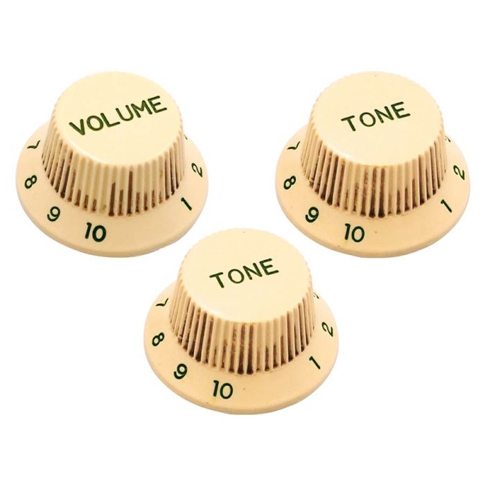 Hosco Japan 60's ST style knob set, 1V + 2T, relic aged cream