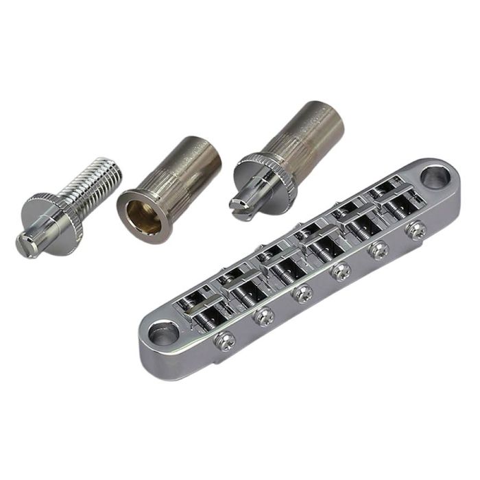 Gotoh GE103B-T guitar bridge tune-o-matic, 14mm saddle travel, modern posts, chrome